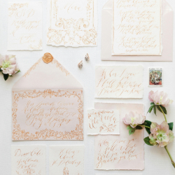 Pink stationery set with modern calligraphy